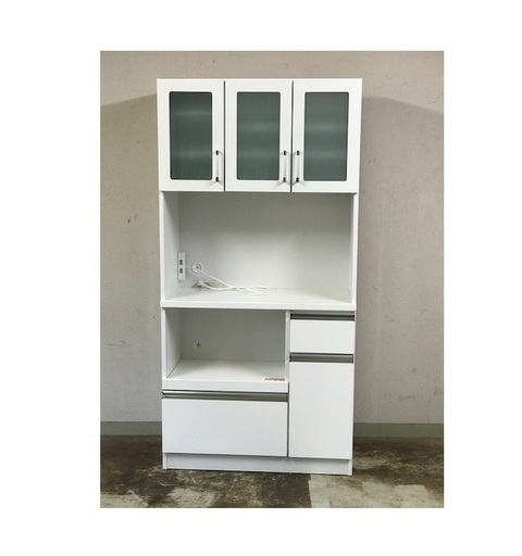 【旧鹿児島市内　配達無料】人気のホワイトエナメル　食器棚
