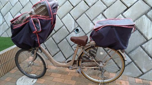 【譲渡決定】子供乗せ自転車　カゴ・レインカバー付　非電動