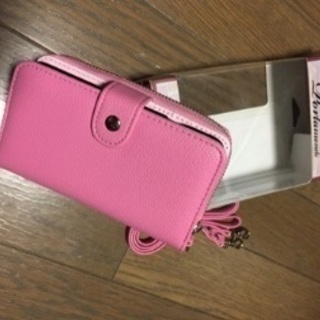 iPhone 6/6S お財布付き肩掛け手帳型携帯ケース ピンク