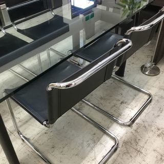 美品！4人掛けダイニングセット ダイニングテーブル ダイニングチェアー ガラス天板 ガラス ミーティング テーブル 椅子 イス