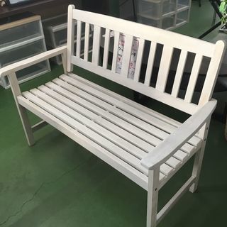 美品！木製 ベンチ 椅子 白ベンチ ウッド カントリー ホワイト