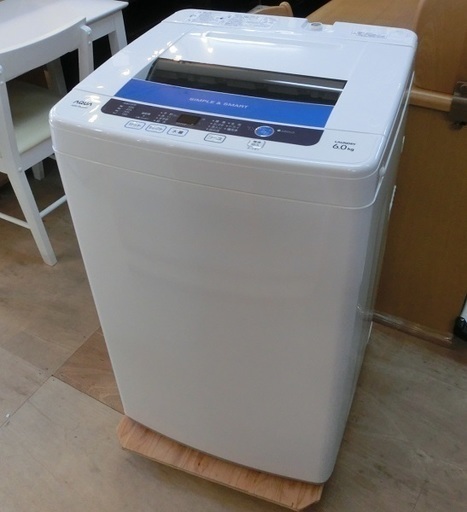【販売終了しました。ありがとうございます。】AQUA　6.0㎏　ステンレス槽　全自動洗濯機　AQW-S60B　2014年製　中古品