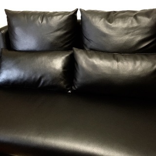 ★美品★CURVATURE カーブチャー style proposer スタイルプロポーザ 黒革カウチソファー 2Pソファー クッションセット ブラック プレミアムレザー 皮革 2人掛け 椅子 リビング