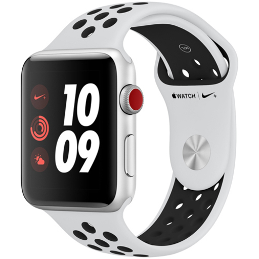 Apple Watch Series 3Nike+ （GPS + Cellularモデル） - 42mm シルバーアルミニウムケース と ピュアプラチナ/ブラックNikeスポーツバンド
