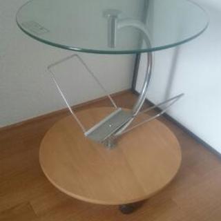 回転式ガラスサイドテーブル