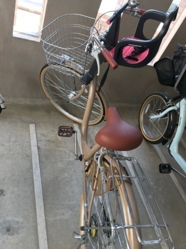 【美品】ママチャリ 子ども乗せシート付き
