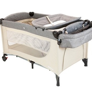 【美品】ネビオ Neb:o スリープ プレミアム ベビーベッド グリーン×グレー 美品】ネビオ Neb:o スリープ プレミアム ベビーベッド グリーン