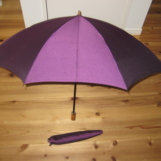 婦人用　高級折り畳み傘　日本製　紫×黒地格子