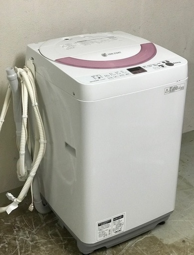 【在庫入れ替え価格　安心の3か月保証　配達・設置お任せ下さい】シャープ 6.0kg 全自動洗濯機　ピンク系SHARP 穴なし槽カビぎらい ES-GE60N-P