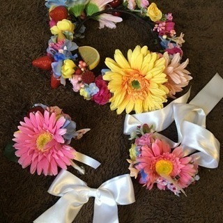 フルーツ冠、リストブーケ、ブートニアセット