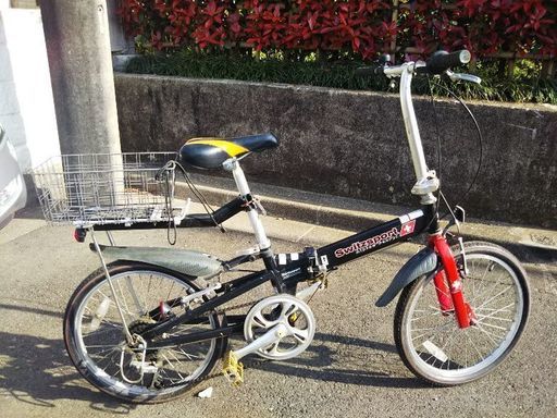 折りたたみ自転車・２０インチ・６段変速・ブラック\u0026レッド