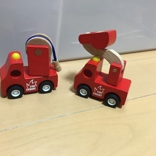 木製ミニカー消防車セット