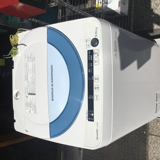 シャープ 5.5kg 全自動洗濯機　ブルー系SHARP 穴なし槽 2015年製