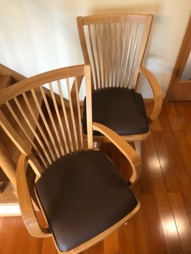 天然木とレザーのチェアー 椅子 1台
