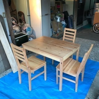 パイン材 ダイニングテーブル&椅子3脚