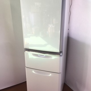 三菱 MR-C34YL-W 冷凍冷蔵庫 左開き 3ドア 335L パールホワイト 2015年 ...