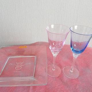 ワイングラス+ガラス皿セット