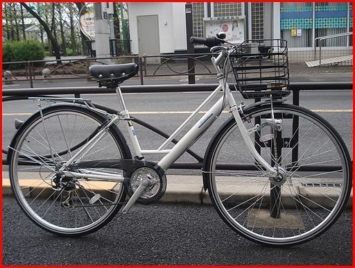 ★新品・倉庫在庫整理セール・ちょっとキズ有・シティサイクル・27インチ・18段ギヤ・LEDオートライト・白