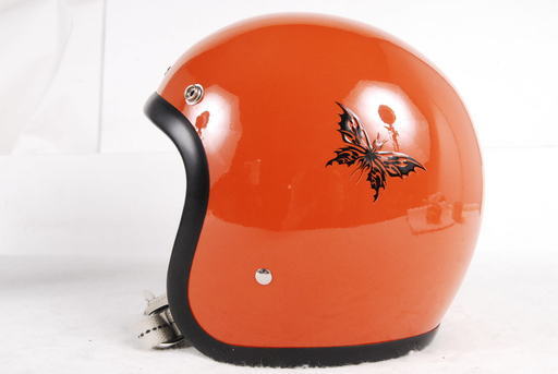 オレンジ デザイン ジェットヘルメットシングルストラップ