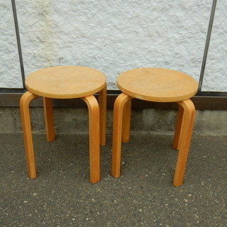 無印良品 パーチ材スツール 木製チェア 丸椅子 2個セット JM...