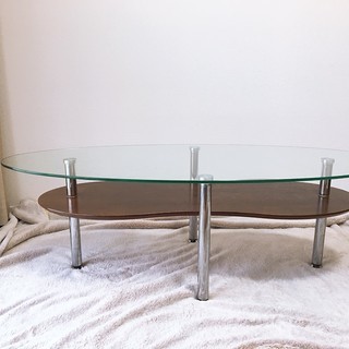 シンプルモダン ガラス 木  ローテーブル 