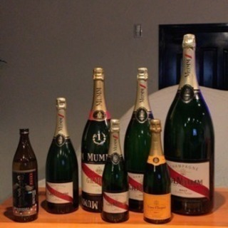 値下げ！シャンパンのダミーボトル・箱・旗