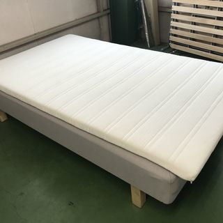 美品！ボトムベッド 足つき マットレス 白 グレー シングル シングルベッド マットレスベッド