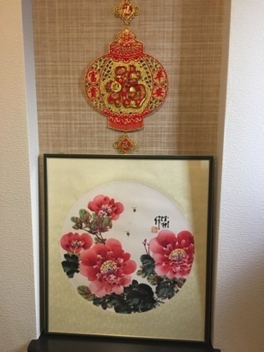 中国水墨画 牡丹 高貴 ラージサイズ