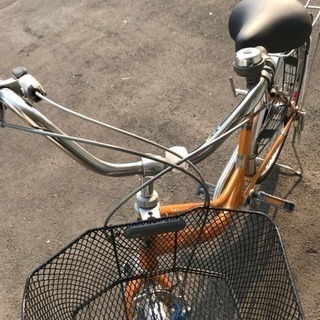 三段切替付き自転車 ママチャリ オレンジ