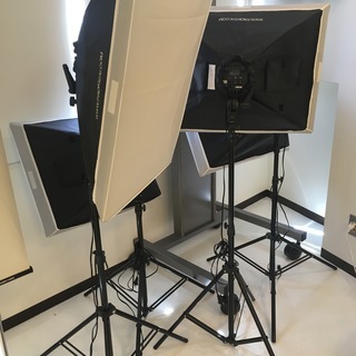 写真撮影用照明ソフトボックス 4灯ソケット+スタンド 2本セット