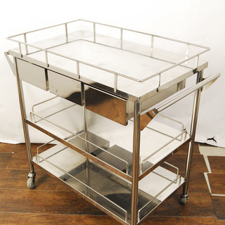 ステンレス　ワゴン　医療用　引出し3個　3段　両方手すり付き　車輪付　カート　作業台　病院　アントレ