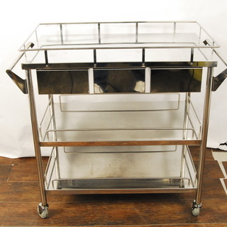 ステンレス　ワゴン　医療用　引出し3個　3段　両方手すり付き　車輪付　カート　作業台　病院　アントレ