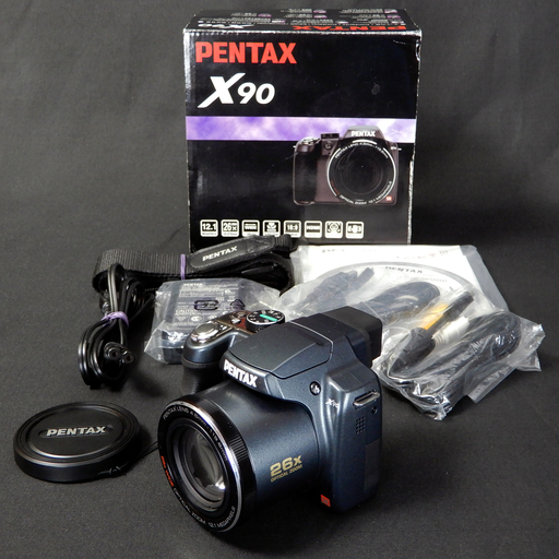 PENTAX デジタルカメラ X90 1200万画素 光学26倍ズーム 広角26mm 2.7型液晶 1cmマクロ Used美品