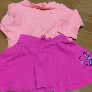 子供服 ピンクの長袖、スカート