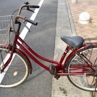カゴ大 26インチ赤の自転車(シティサイクル、ママチャリ)