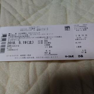 5月19日(土)中日VS阪神戦　名古屋ドーム　1枚