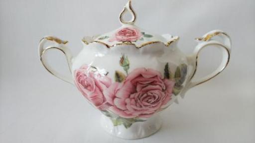 薔薇柄シュガーポット
