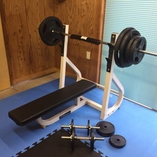 ベンチプレス台フルセット95kg  ダンベル用スクリューシャフト付き