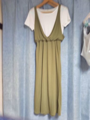 早め引取り希望 サイズはfです カーキ色つなぎ半袖ワンピ Smile 早め引取り希望 サイズはfです カーキ色つなぎ半袖ワンピ Smile