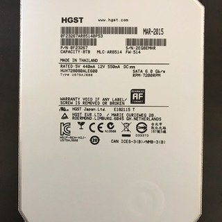 ほぼ未使用 8TB HDD ハードディスクHGST