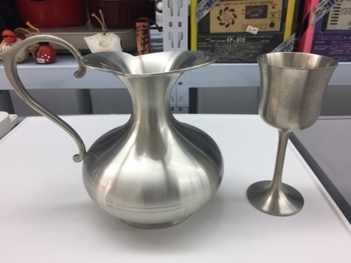 锡 工芸品 ワイン飲む瓶とコップセット