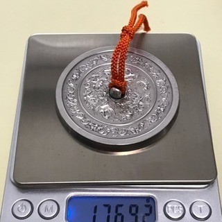 レア❗️珍品❗️古鏡文鎮 鴛鴦(おしどり)文様 純銀  SILVER1000 ケース付 造幣局製 約177g(紐を含む)