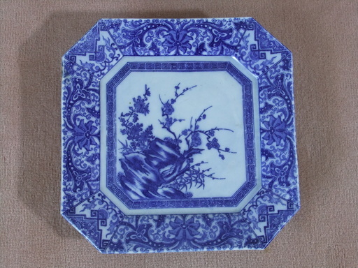 染付九寸　八角皿