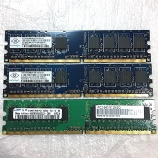DDR2メモリ PC2-4200U,5300U 512Mx3