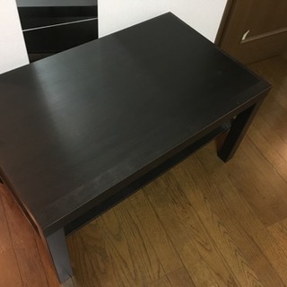 IKEA 木製ローテーブル 黒 W900×D550×H450差し...