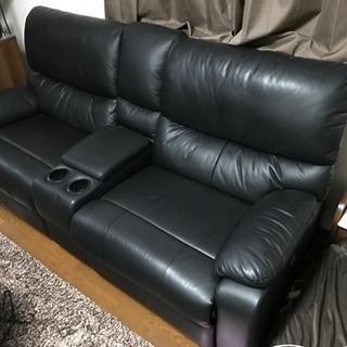 電動2人用リクライニングソファ+収納(オゾン3 BK デンドウ)