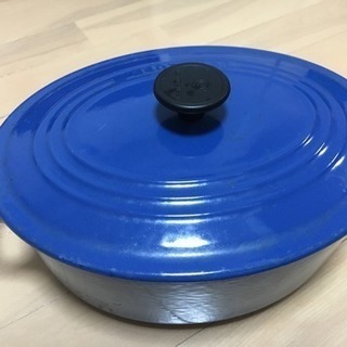 【中古】ル・クルーゼココットオバール25cm ブルー 鍋 鋳物