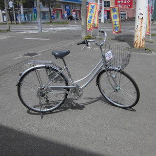 自転車 27インチ シティサイクル 6段切替 シルバー 札幌 西...