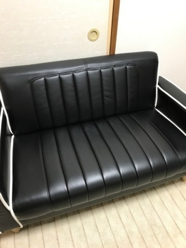 美品 ブラック シック ソファ ２人がけ