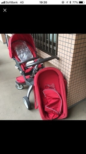 中古ストッケベビーカー☆配送無料・純正フットマフ付き